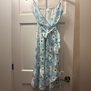 Floral Blue Wrap Dress
